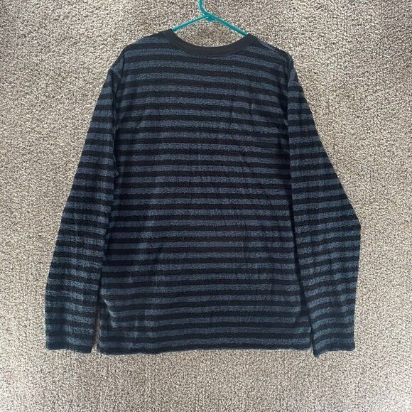 Levis Sweater Mens Extra Large Blue Black Striped Pullover Casual Cotton Logo - Picture 11 of 12